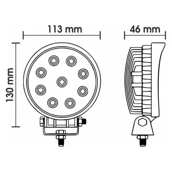 Светодиодная фара Вымпел WL-827S, дальний свет, корпус металл, 9 диодов