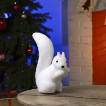 Светодиодная фигура «Белочка» 10 25 8 см, флок, батарейки ААх2 (не в комплекте), свечение тёплое белое