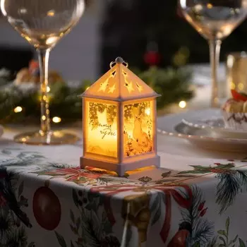 Светодиодная фигура «Белый фонарь с лисой» 6.3 12 6.3 см, пластик, батарейки AG13х3 (в комплекте), свечение тёплое белое