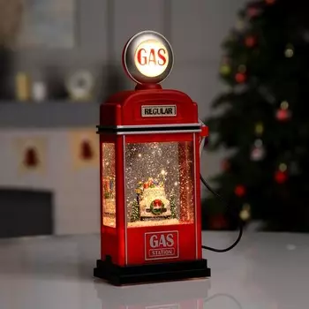 Светодиодная фигура «Бензоколонка» 11.5 28 7.5 см, пластик, батарейки ААх3 (не в комплекте), USB, свечение тёплое белое