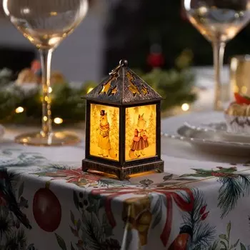 Светодиодная фигура «Бронзовый фонарь с лисами» 6.3 12 6.3 см, пластик, батарейки AG13х3 (в комплекте) , свечение тёплое белое