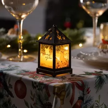 Светодиодная фигура «Бронзовый фонарь с лисой» 6.3 12 6.3 см, пластик, батарейки AG13х3 (в комплекте), свечение тёплое белое