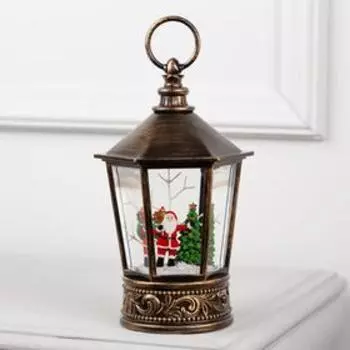 Светодиодная фигура «Дед Мороз и ёлка» 14 22 14 см, пластик, батарейки АААх3 (не в комплекте), свечение тёплое белое