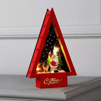 Светодиодная фигура «Дед Мороз на коньках» 14 22.5 4 см, дерево, батарейки АААх2 (не в комплекте), свечение тёплое белое