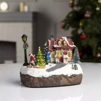 Светодиодная фигура «Дети во дворе» 17.5 13 10 см, полистоун, батарейки ААх3 (не в комплекте), свечение мульти