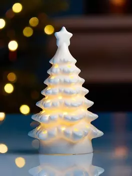Светодиодная фигура «Елочка белая» 7.16.512 см, 1 LED, LR443(в компл.), свечение тёплое белое