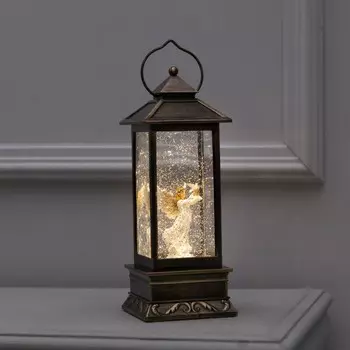 Светодиодная фигура «Фонарь с ангелом» 10 27 10 см, пластик, батарейки ААх3 (не в комплекте), USB, свечение тёплое белое