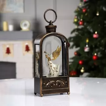 Светодиодная фигура «Фонарь с ангелом» 10.2 23 5.8 см, пластик, батарейки ААх3 (не в комплекте), USB, свечение тёплое белое