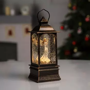 Светодиодная фигура «Фонарь с ангелом» 7.8 19.5 7.8 см, пластик, батарейки ААх3 (не в комплекте), USB, свечение тёплое белое