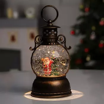 Светодиодная фигура «Фонарь с Дедом Морозом» 11 19 11 см, пластик, батарейки ААх3 (не в комплекте), USB, свечение тёплое белое