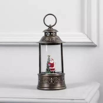 Светодиодная фигура «Фонарь с Дедом Морозом» 11 21 11 см, пластик, батарейки ААх3 (не в комплекте), USB, свечение тёплое белое
