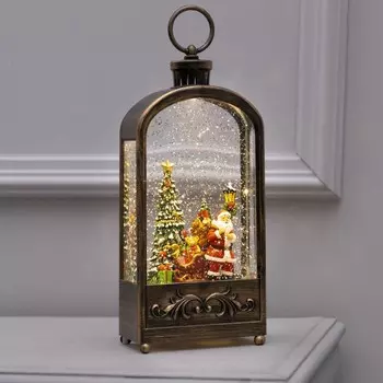 Светодиодная фигура «Фонарь с Дедом Морозом» 13 25.5 8 см, пластик, батарейки ААх3 (не в комплекте), USB, свечение тёплое белое