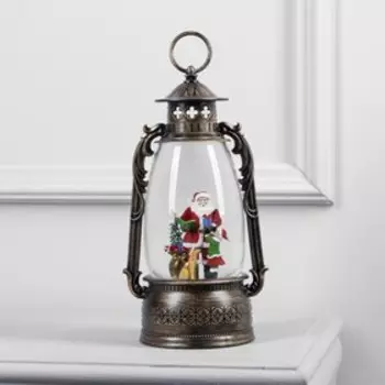 Светодиодная фигура «Фонарь с Дедом Морозом» 15 30 12.5 см, пластик, батарейки ААх3 (не в комплекте), USB, свечение тёплое белое
