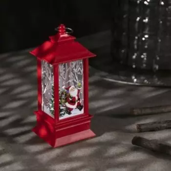 Светодиодная фигура «Фонарь с Дедом Морозом» 5.5 × 13 × 5.5 см, пластик, батарейки AG13х3, свечение тёплое белое
