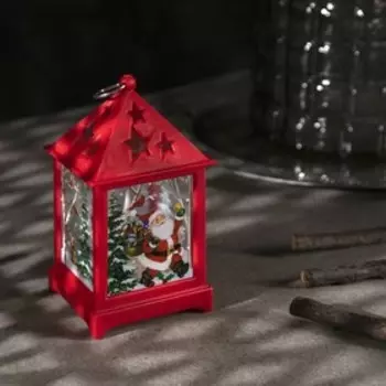 Светодиодная фигура «Фонарь с Дедом Морозом» 6 13 6 см, пластик, батарейки AG13х3 (в комплекте), свечение тёплое белое