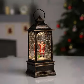 Светодиодная фигура «Фонарь с Дедом Морозом» 7.8 19.5 7.8 см, пластик, батарейки ААх3 (не в комплекте), USB, свечение тёплое белое