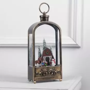 Светодиодная фигура «Фонарь с детьми и лошадкой» 13 30 7 см, пластик, батарейки ААх3 (не в комплекте), USB, свечение тёплое белое