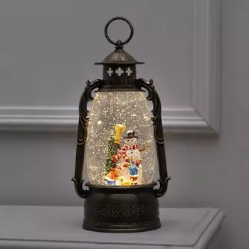 Светодиодная фигура «Фонарь с детьми и снеговиком» 15 30 12.5 см, пластик, батарейки ААх3 (не в комплекте), USB, свечение тёплое белое