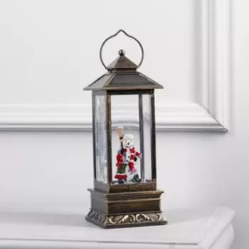 Светодиодная фигура «Фонарь с девочкой и снеговиком» 10 27 10 см, пластик, батарейки ААх3 (не в комплекте), USB, свечение тёплое белое