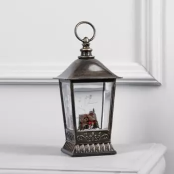 Светодиодная фигура «Фонарь с домиком» 12 24 12 см, пластик, батарейки ААх3 (не в комплекте), USB, свечение тёплое белое