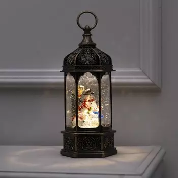 Светодиодная фигура «Фонарь со снеговиками» 13 28.5 12 см, пластик, батарейки ААх3 (не в комплекте), USB, свечение тёплое белое