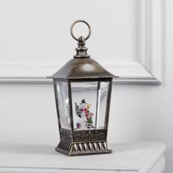 Светодиодная фигура «Фонарь со снеговиком» 12 24 12 см, пластик, батарейки ААх3 (не в комплекте), USB, свечение тёплое белое