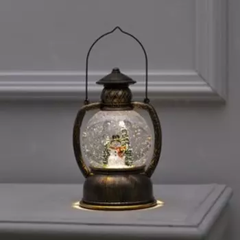 Светодиодная фигура «Фонарь со снеговиком» 13 19 11 см, пластик, батарейки ААх3 (не в комплекте), USB, свечение тёплое белое