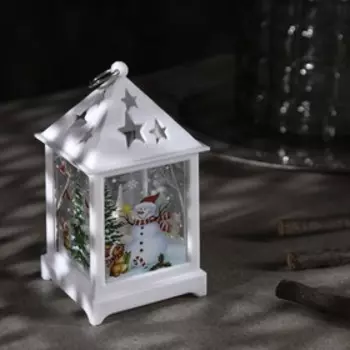 Светодиодная фигура «Фонарь со снеговиком» 6 13 6 см, пластик, батарейки AG13х3 (в комплекте), свечение тёплое белое