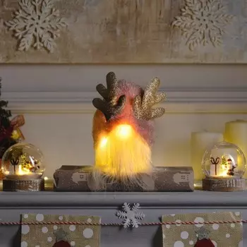 Светодиодная фигура «Гном розовый» 12 19 12 см, текстиль, батарейки AG10х3 (в комплекте), свечение тёплое белое