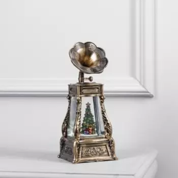 Светодиодная фигура «Граммофон с ёлкой» 11 28 11 см, пластик, батарейки ААх3 (не в комплекте), USB, свечение тёплое белое