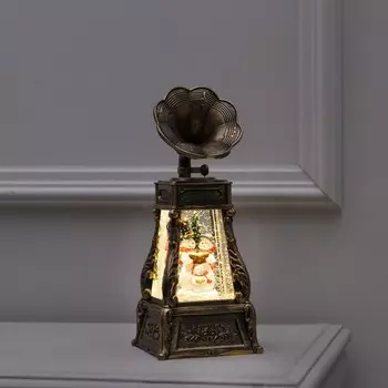 Светодиодная фигура «Граммофон со снеговиками» 11 28 11 см, пластик, батарейки ААх3 (не в комплекте), USB, свечение тёплое белое
