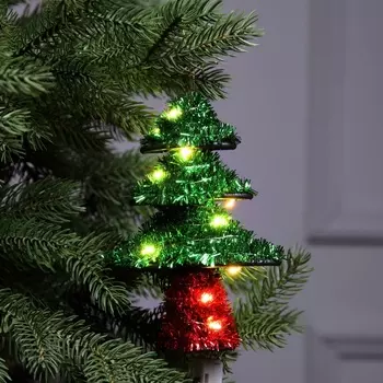 Светодиодная фигура из мишуры «Елочка зеленая» 17 13 см, 10 LED, батарейки AG10х3 (в комплекте), свечение тёплое белое