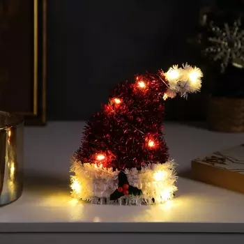 Светодиодная фигура из мишуры «Колпак» 1410 см, 10 LED, батарейки AG103 (в комплекте), свечение тёплое белое