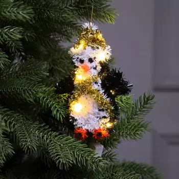 Светодиодная фигура из мишуры «Пингвин» 17 11 см, 10 LED, батарейки AG10х3 (в комплекте), свечение тёплое белое