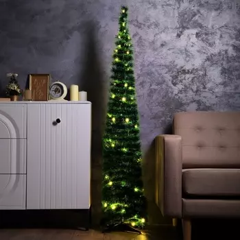 Светодиодная фигура из мишуры «Зеленая елка» 160 40 см, 300 LED, батарейки ААх3, свечение тёплое белое