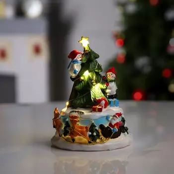 Светодиодная фигура «Ёлка» 10 15 10 см, полистоун, батарейки АААх2 (не в комплекте), свечение тёплое белое