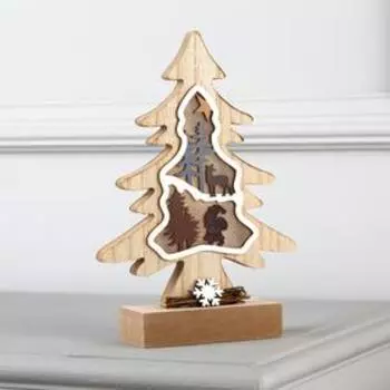 Светодиодная фигура «Ёлка» 15.5 23 5 см, дерево, батарейки АААх2 (не в комплекте), свечение тёплое белое