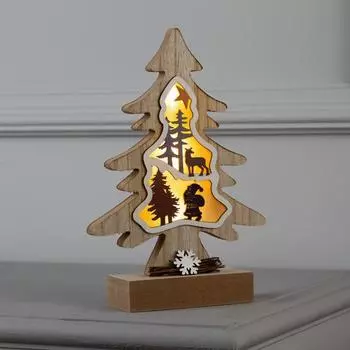 Светодиодная фигура «Ёлка» 15.5 23 5 см, дерево, батарейки АААх2 (не в комплекте), свечение тёплое белое