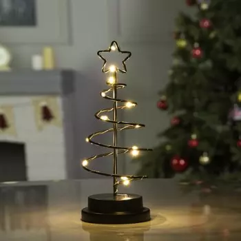 Светодиодная фигура «Ёлка чёрная» 12 25 12 см, металл, батарейки АААх3 (не в комплекте), свечение тёплое белое