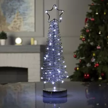 Светодиодная фигура «Ёлка плетёная» 10 38 10 см, металл, батарейки АААх3 (не в комплекте), свечение белое