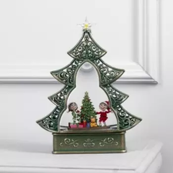 Светодиодная фигура «Ёлка с детьми и ёлкой» 23 29 9.5 см, пластик, батарейки ААх3 (не в комплекте), USB, свечение тёплое белое