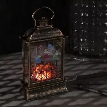 Светодиодная фигура «Камин с носками» 10 18 4.5 см, пластик, батарейки АААх3 (не в комплекте), свечение тёплое белое