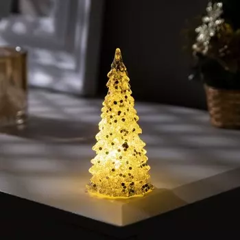 Светодиодная фигура «Ёлка серебристая» 5 12 5 см, пластик, батарейки LR44 (в комплекте), свечение тёплое белое