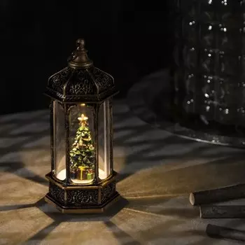 Светодиодная фигура «Ёлка в ротонде» 6.3 14 6.3 см, пластик, блёстки, батарейки AG13х3 (в комплекте), свечение тёплое белое