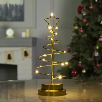 Светодиодная фигура «Ёлка золотистая» 15 31 15 см, металл, батарейки АААх3 (не в комплекте), свечение тёплое белое