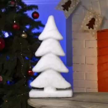 Светодиодная фигура «Ёлочка» 22 40 12 см, флок, батарейки ААх2 (не в комплекте), свечение тёплое белое