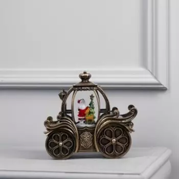 Светодиодная фигура «Карета с Дедом Морозом» 20 18.5 11 см, пластик, батарейки ААх3 (не в комплекте), USB, свечение тёплое белое