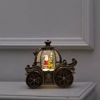 Светодиодная фигура «Карета с Дедом Морозом» 20 18.5 11 см, пластик, батарейки ААх3 (не в комплекте), USB, свечение тёплое белое