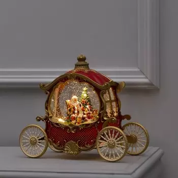 Светодиодная фигура «Карета с подарками» 26 23 11 см, пластик, батарейки ААх3 (не в комплекте), USB, свечение тёплое белое
