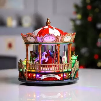 Светодиодная фигура «Карусель» 23 23 23 см, полистоун, батарейки ААх3 (не в комплекте), USB, свечение мульти